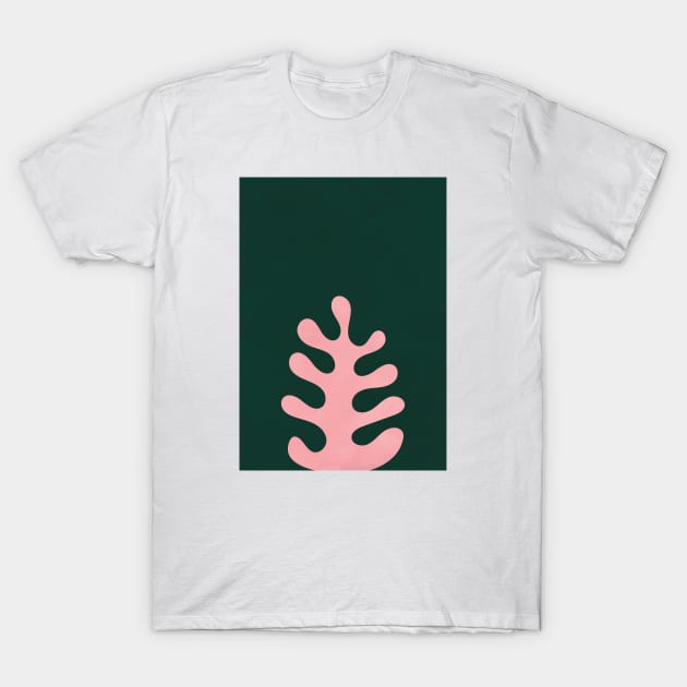 Abstract Shape Botanical Plant Green, Scandi Artwork T-Shirt by Colorable